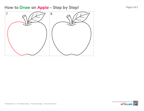How to Draw an Apple – Simple Step-by-Step Fruit Drawing for Kids