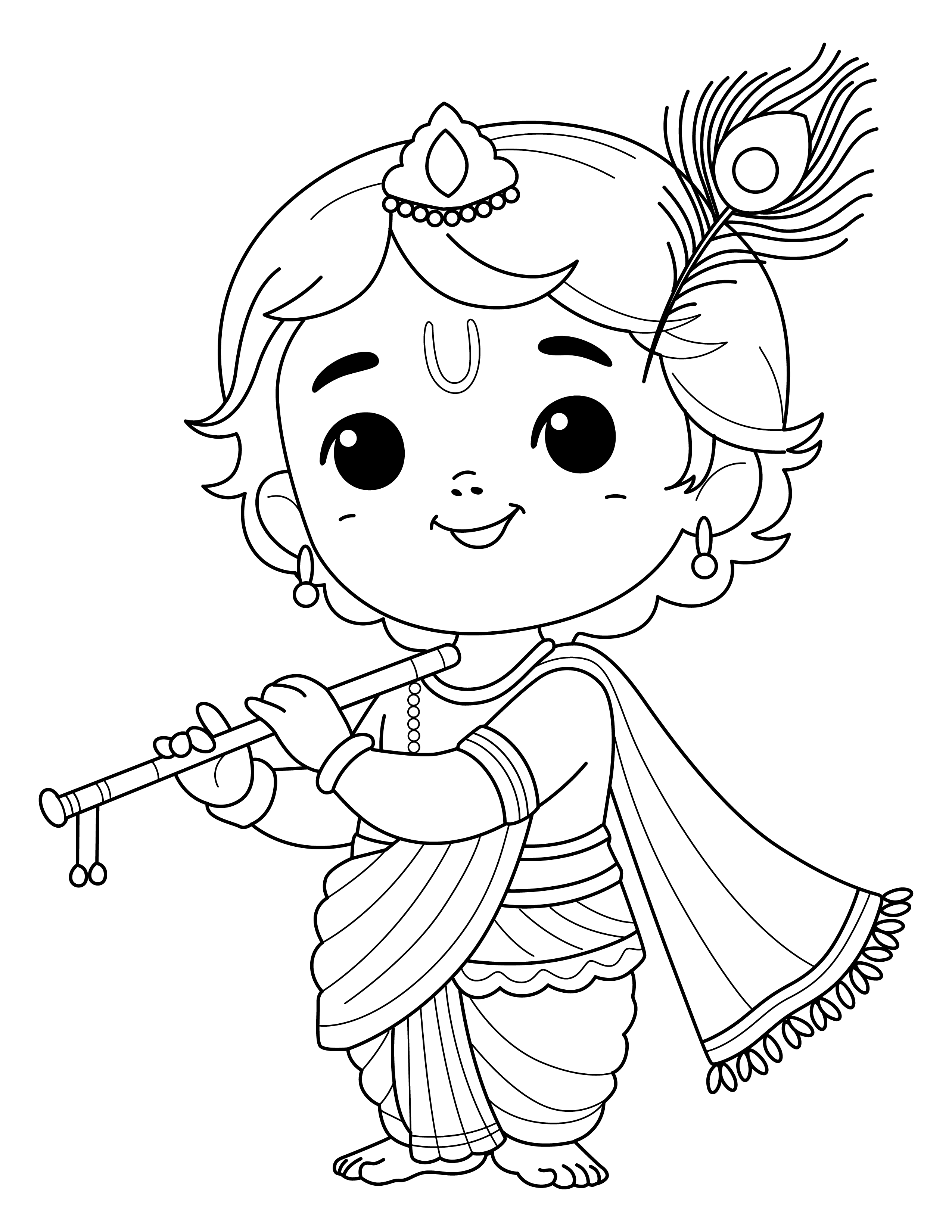 Krishna Simple Design Baby Krishna Drawing Step By Step