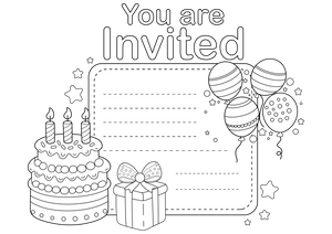 Birthday Invitations coloring page – fun and educational printable for children