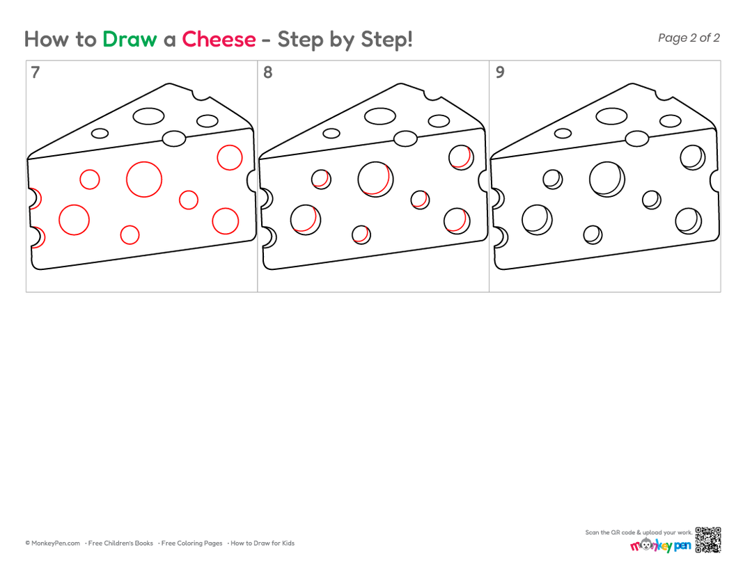 How to Draw Cheese – Easy Step-by-Step Food Drawing for Kids
