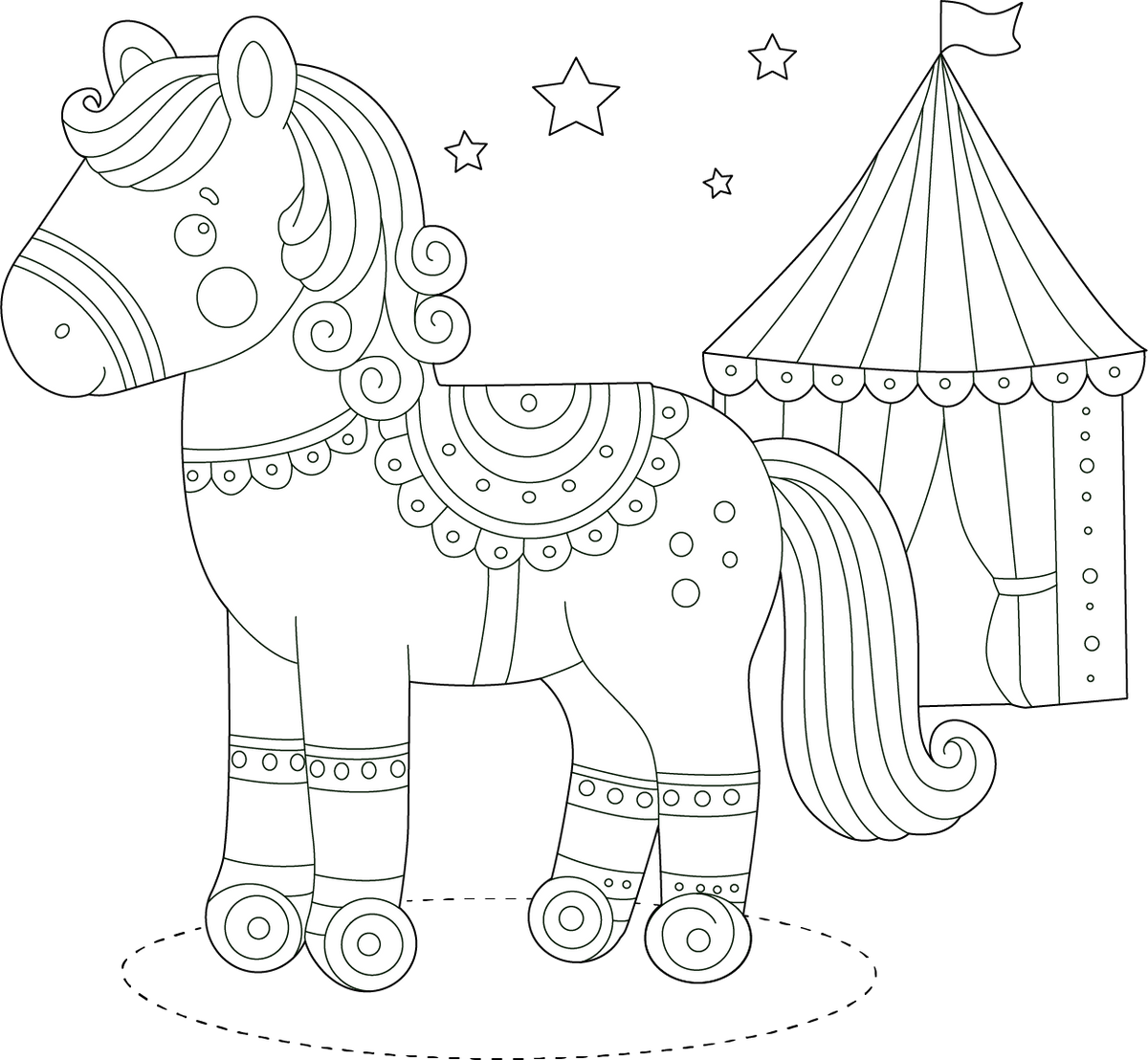 Free Printable Circus Horse Coloring Page for Kids Fun