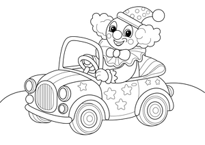 Clown Car coloring page – transportation-themed printable for kids