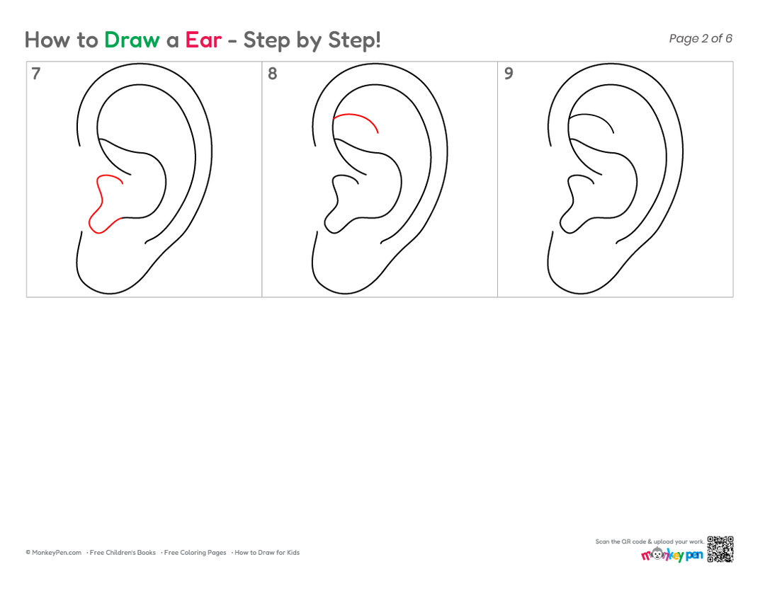 How to Draw Ears – Easy Step-by-Step Facial Feature Drawing for Kids