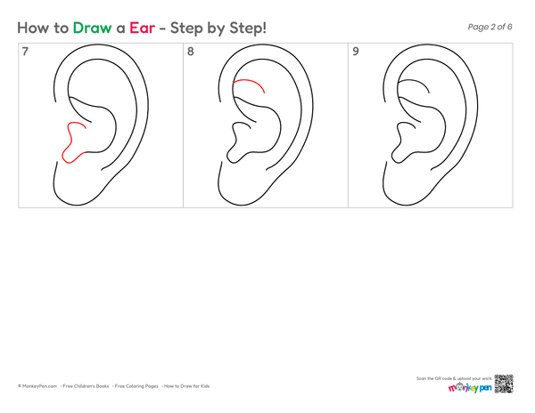Kid-friendly ear coloring sheet.