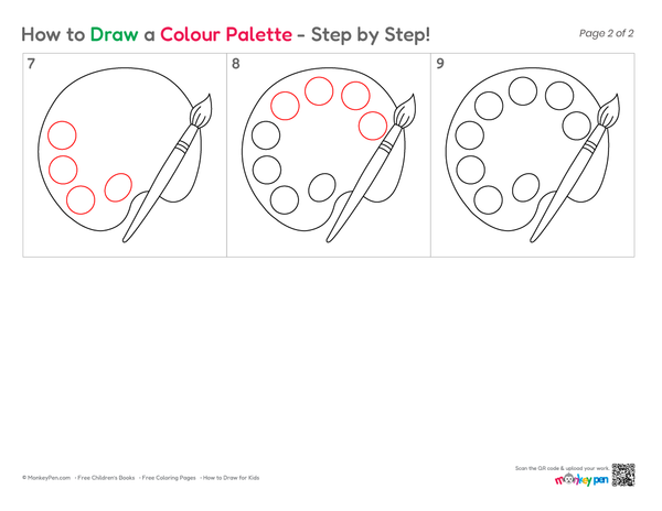 Cute paint palette illustration for kids