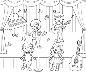 School Concert coloring page – educational printable for children