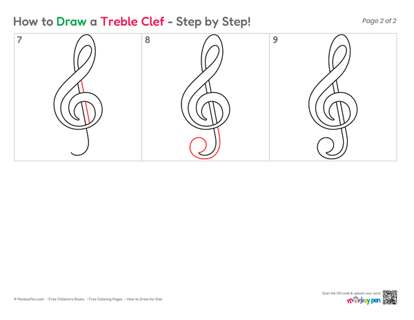 How to Draw a Treble Clef – Step-by-Step Music Symbol Drawing for Kids