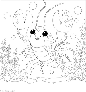 Cartoon Lobster Coloring Page