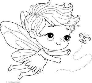 Flying Fairy Coloring Page