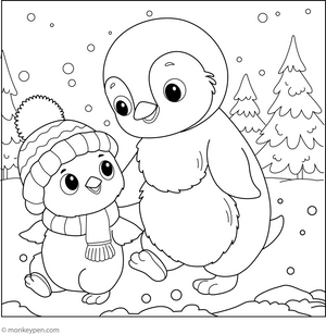  Penguin with Scarf Coloring Page