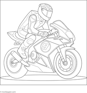 Racer Motorbike Coloring Page