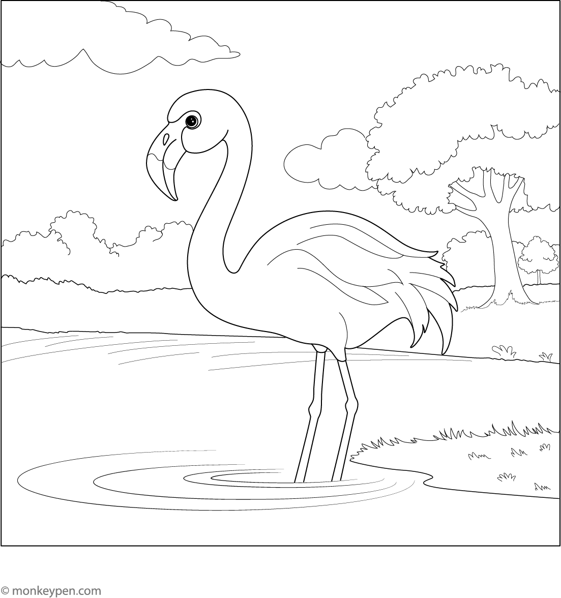Normal Flamingo Coloring Page Free Printable Coloring