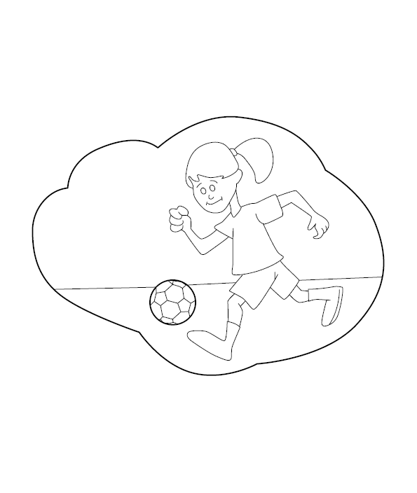 Kid Playing Football Coloring Image