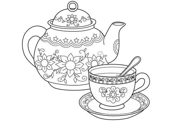 Chinese Cup And Pot coloring page – fun and educational printable for children