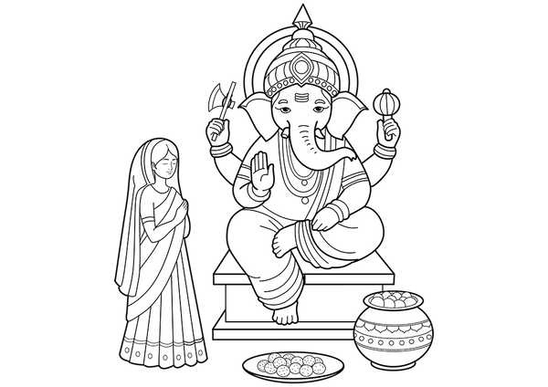 Ganesha Chathurthi coloring page – fun and educational printable for children