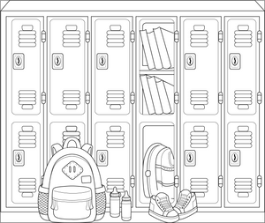 School Locker coloring page – educational printable for children