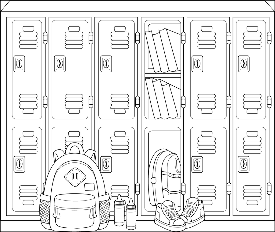 School Locker Coloring Page