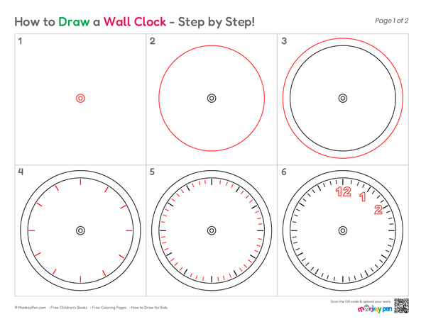 Simple clock drawing for kids to learn