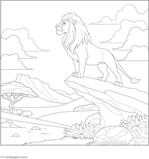 Lion’s Pride Rock Coloring Page