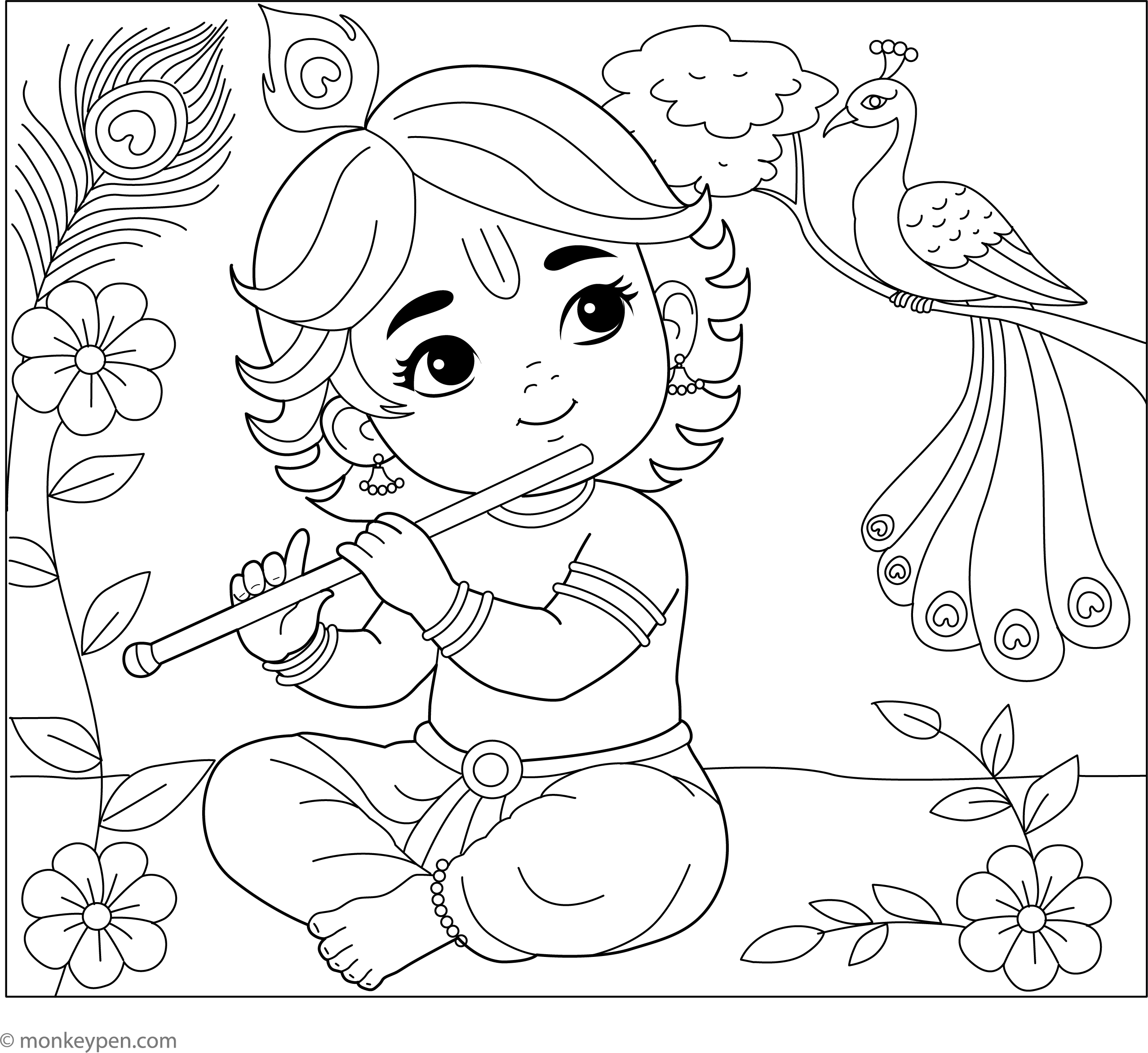 Krishna Color Pages Adorable Krishna Coloring Page