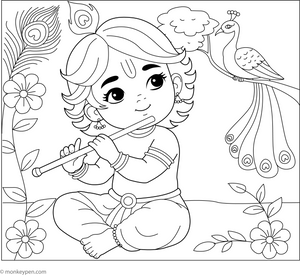 Adorable Krishna Coloring Page – fun and educational printable for children