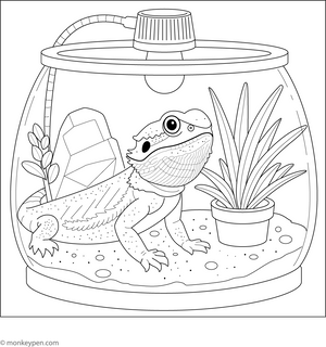 Bearded Dragon in Terrarium Coloring Page