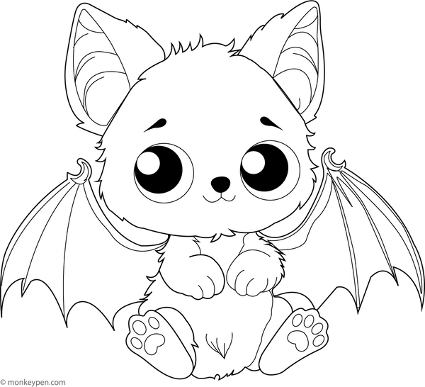 Cartoon Bat Coloring Page