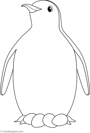 Penguin with its Eggs Coloring Page – fun and educational printable for children