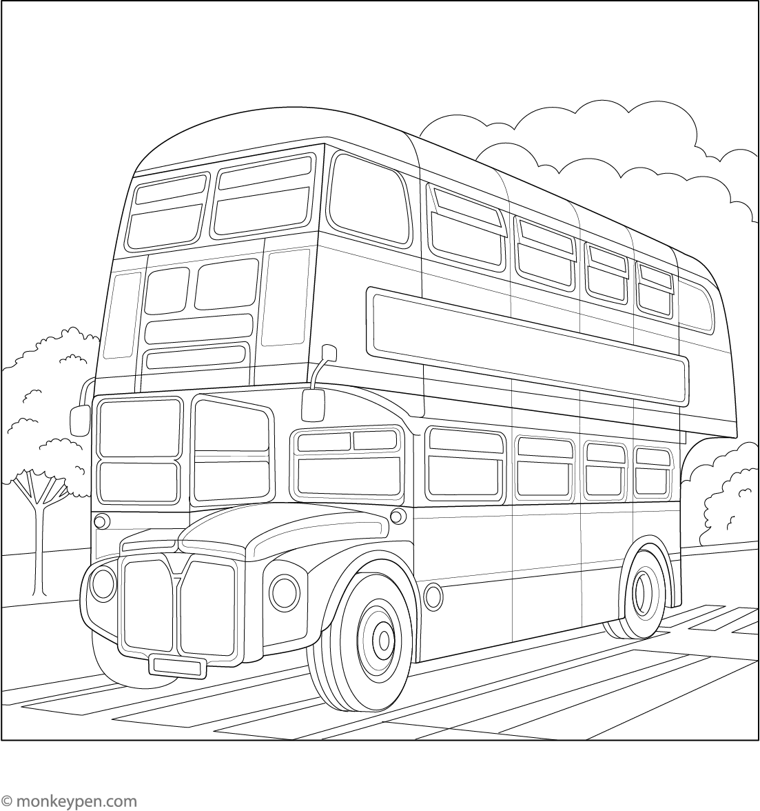 Double Decker Bus Coloring Page Buses & Vans Coloring Pages For Kids