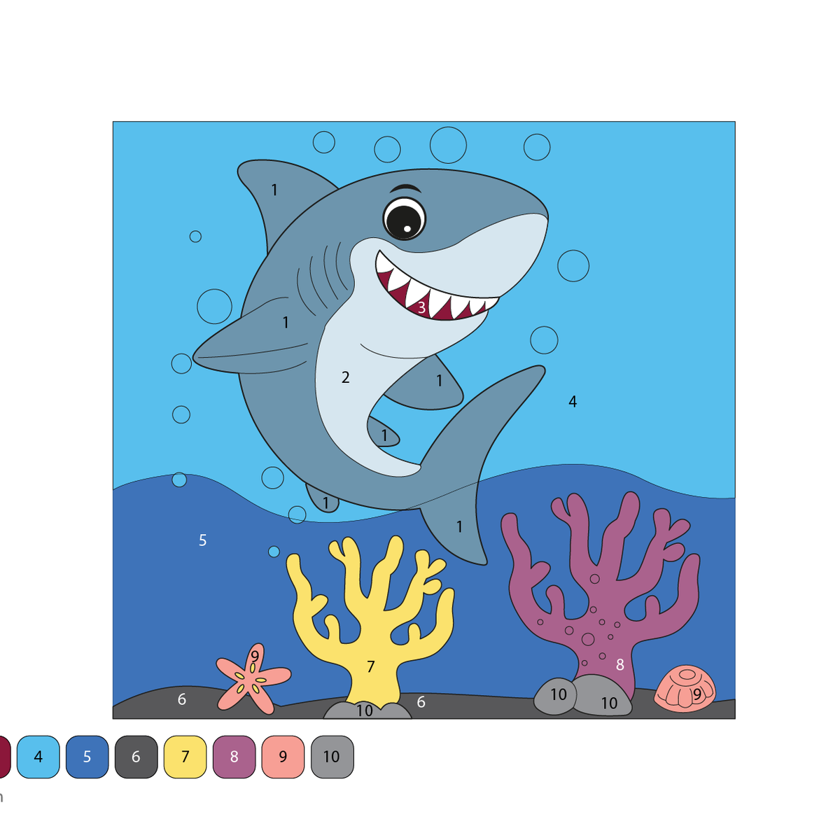 Shark Color by Number – Color Your World Printables