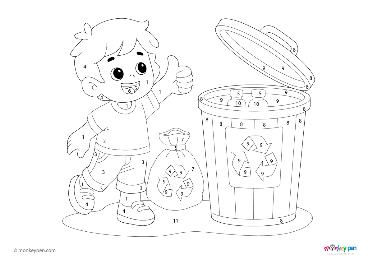 Waste Disposal Color by Number – Free Printable for Kids