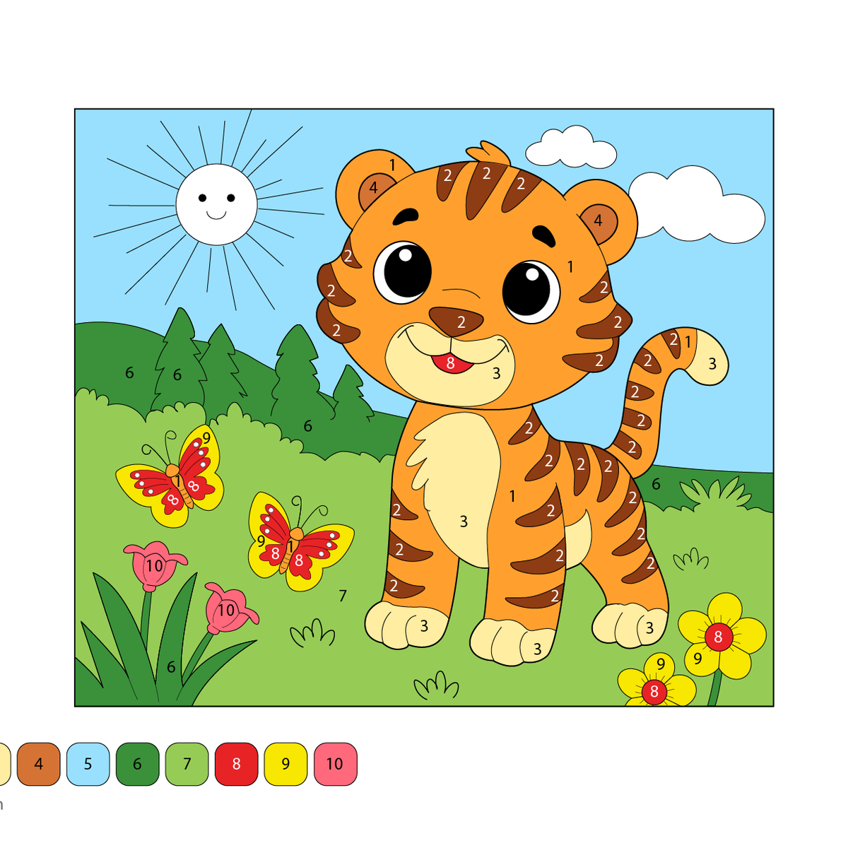 Tiger Color by Number – Wild Jungle Number Fun Download