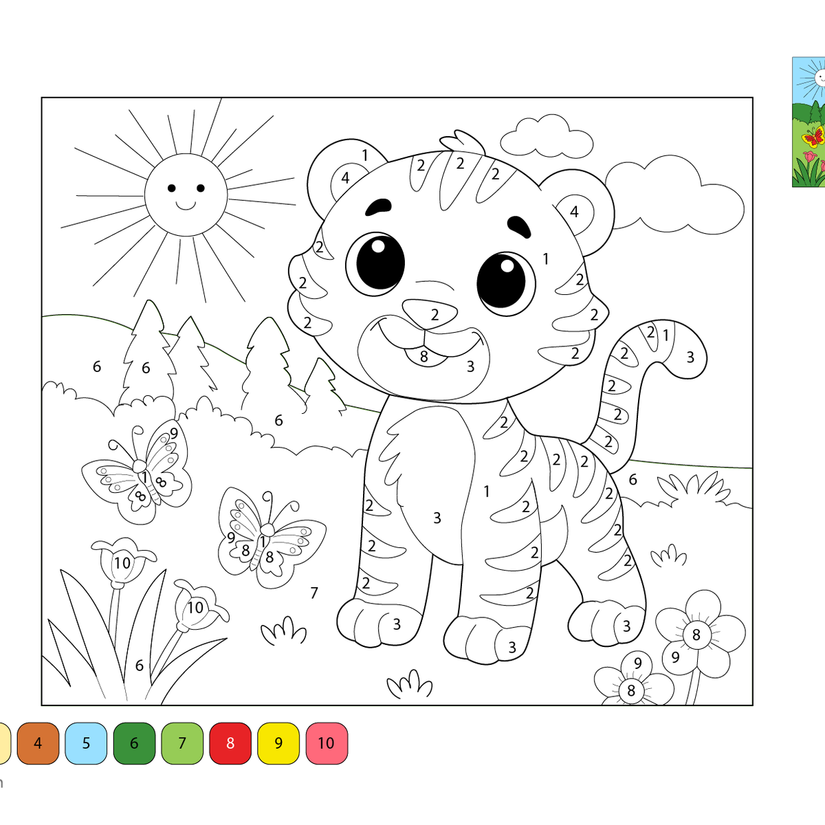 Tiger Color by Number – Wild Jungle Number Fun Download