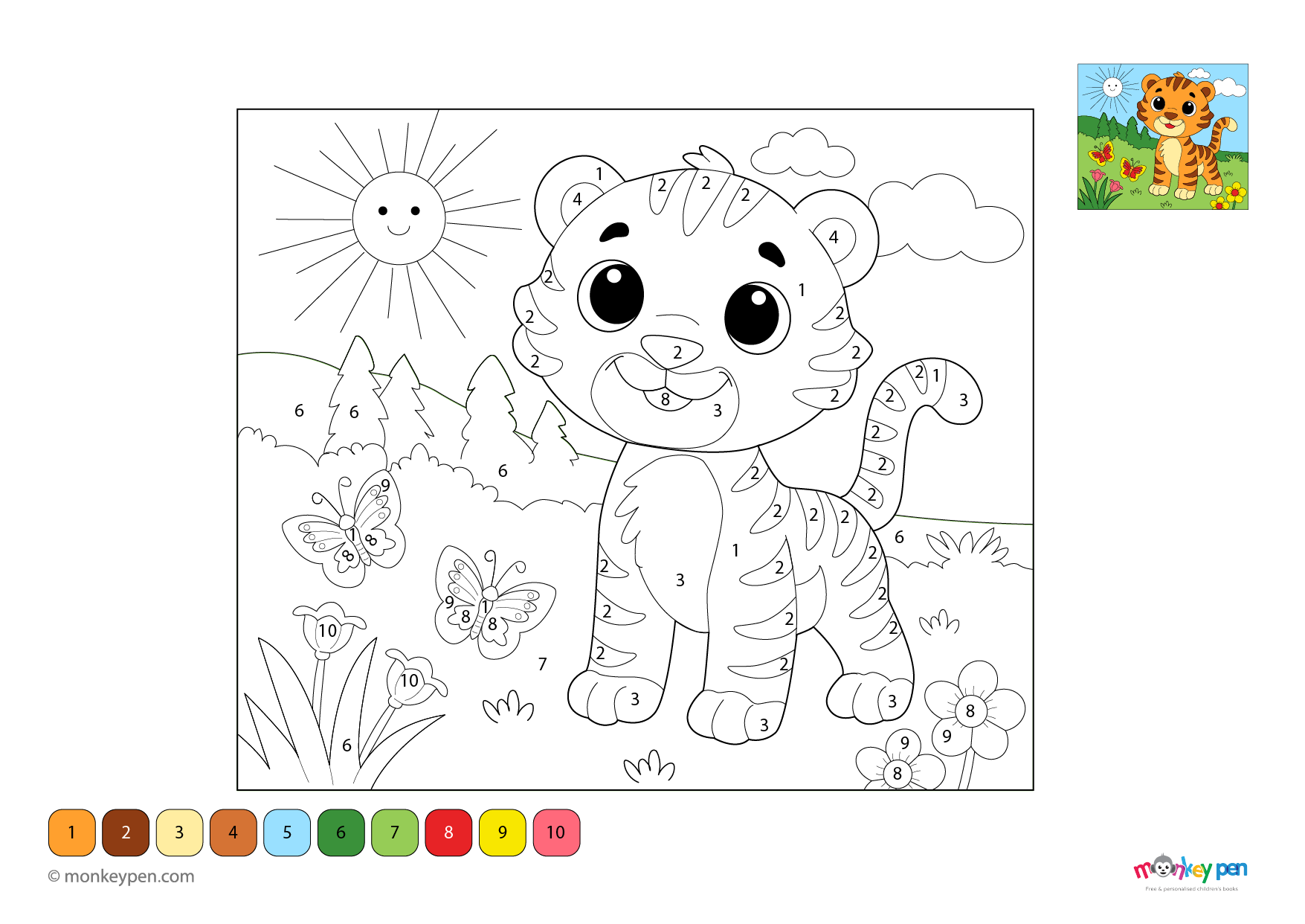 Tiger Color by Number – Wild Jungle Number Fun Download