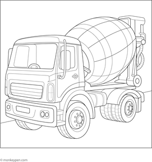 Cement Mixer Truck Coloring Page