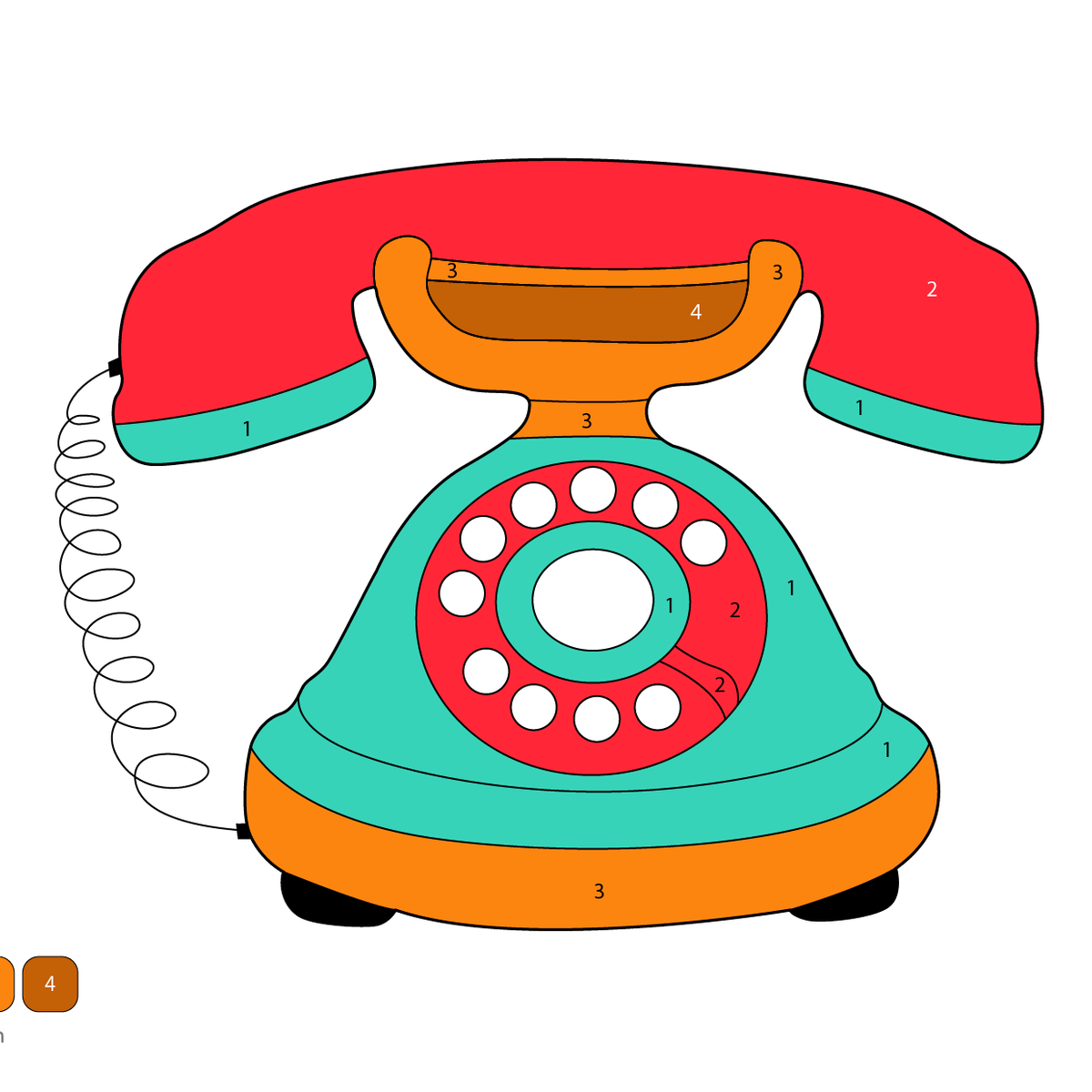 Vintage Telephone Color by Number – School And Home Coloring Sheets