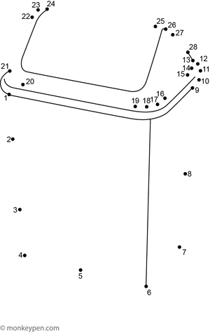 Child-friendly dot-to-dot worksheet depicting a cartoon rubbish bin with a lid, ready to be connected and colored.