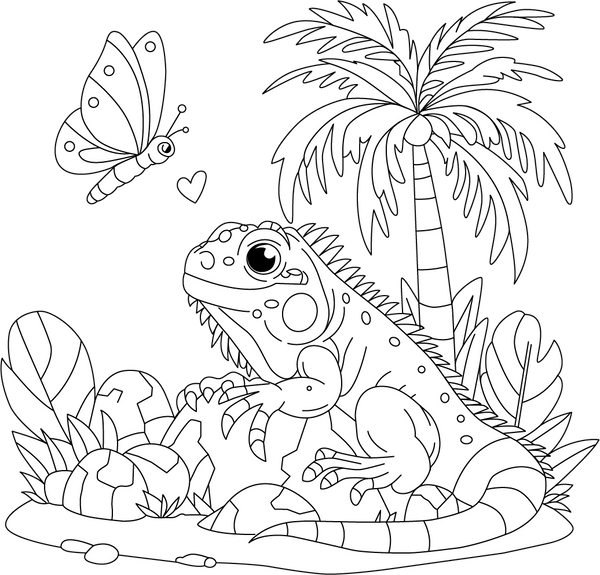 Iguana coloring page – fun and educational printable for children