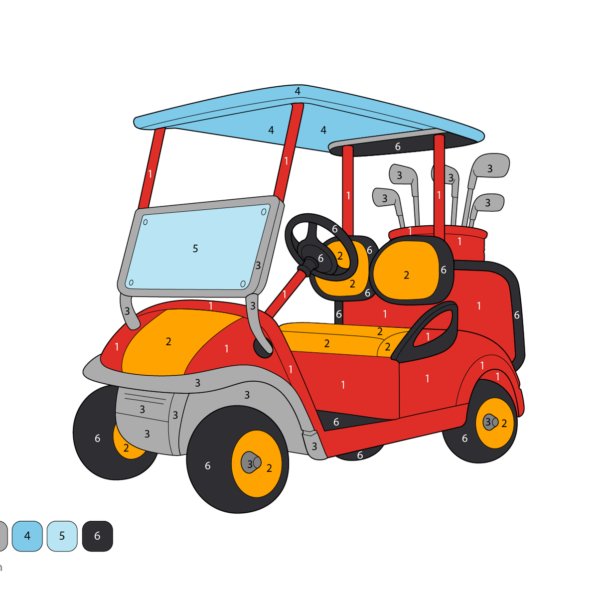 Golf Cart Color by Number – Outdoor Learning Fun