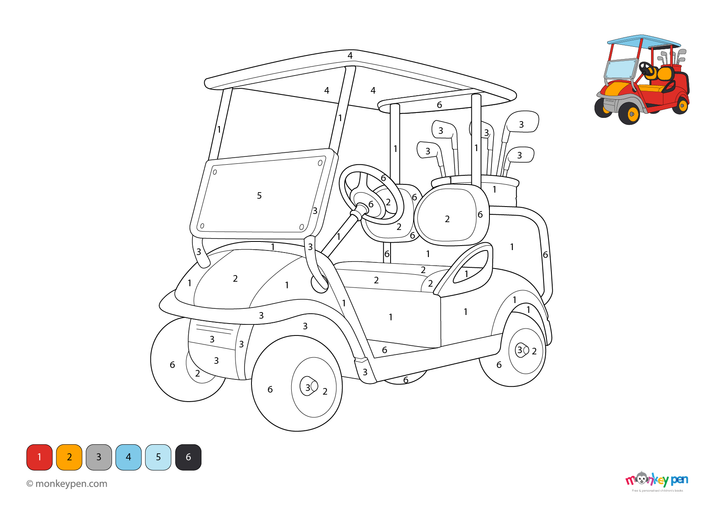 Golf Cart Color by Number – Outdoor Learning Fun