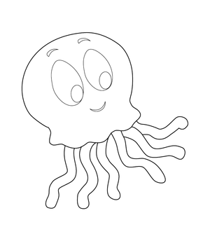Jelly Fish Coloring page – printable aquatic animal art for kids