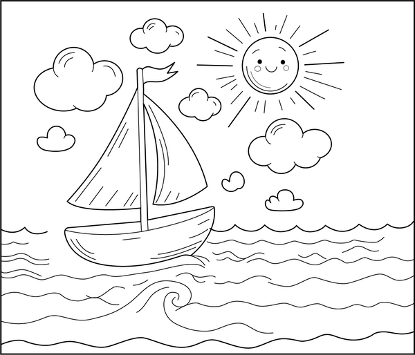 Ocean Waves coloring page – fun and educational printable for children