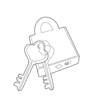Simple lock and key coloring page – fun and educational printable for children