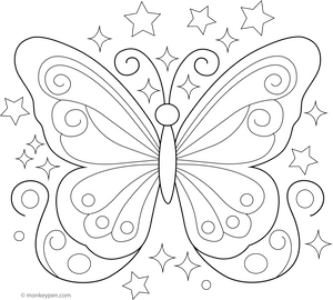 Butterfly with Sparkling Wings Coloring Page – fun and educational printable for children