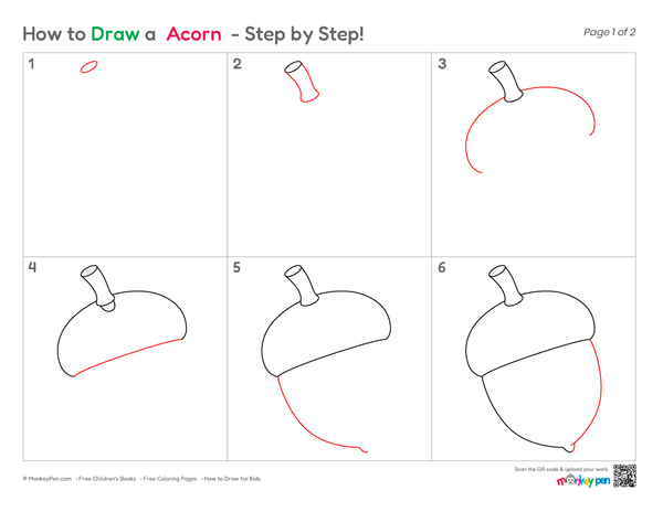 How to Draw an Acorn – Easy Step-by-Step Nature Drawing for Kids