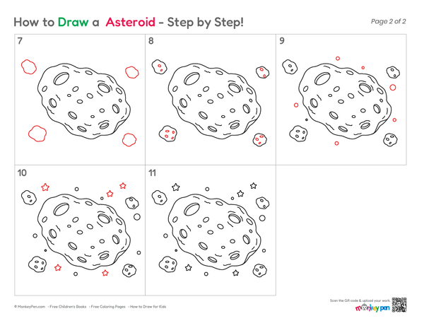 How to Draw an Asteroid – Step-by-Step Space Drawing for Kids