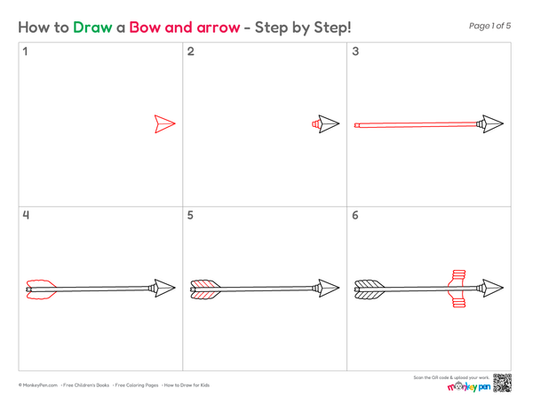 Cute bow and arrow sketch for children