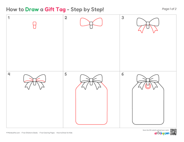 Fun gift tag drawing idea for kids to practice their drawing skills.