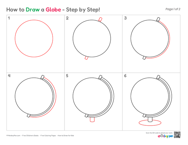 Cute and simple Earth globe drawing for kids to enjoy.
