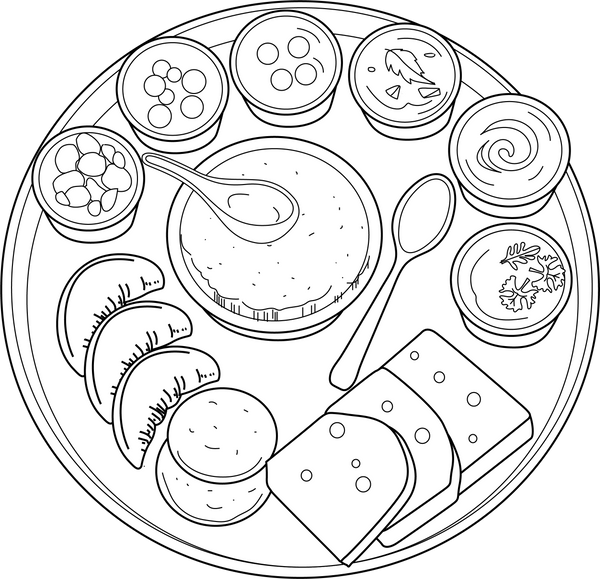 Indian Food coloring page – food-themed printable activity for kids